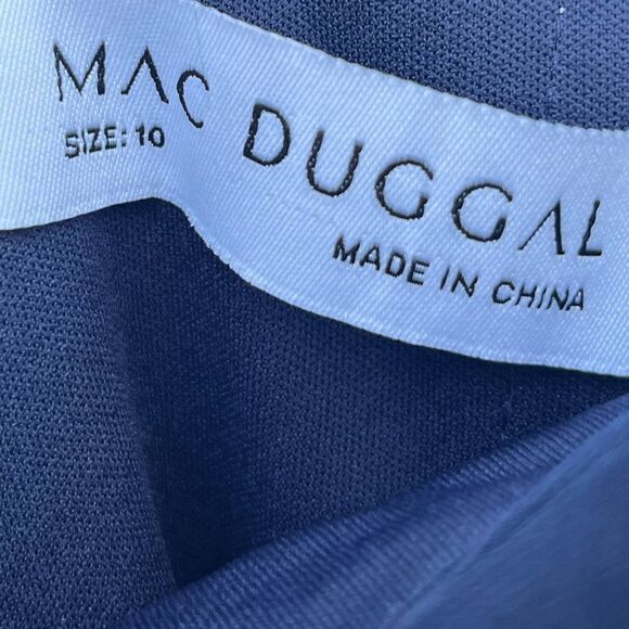 MAC DUGGAL One Shoulder Midnight Blue Long Sleeve Jersey Gown size 10 NWT - Picture 7 of 9